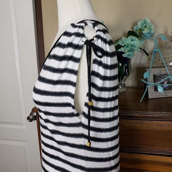 SOFT Michael Kors Black and White Striped Scoop Neck Maxi Dress - Picture 6 of 12